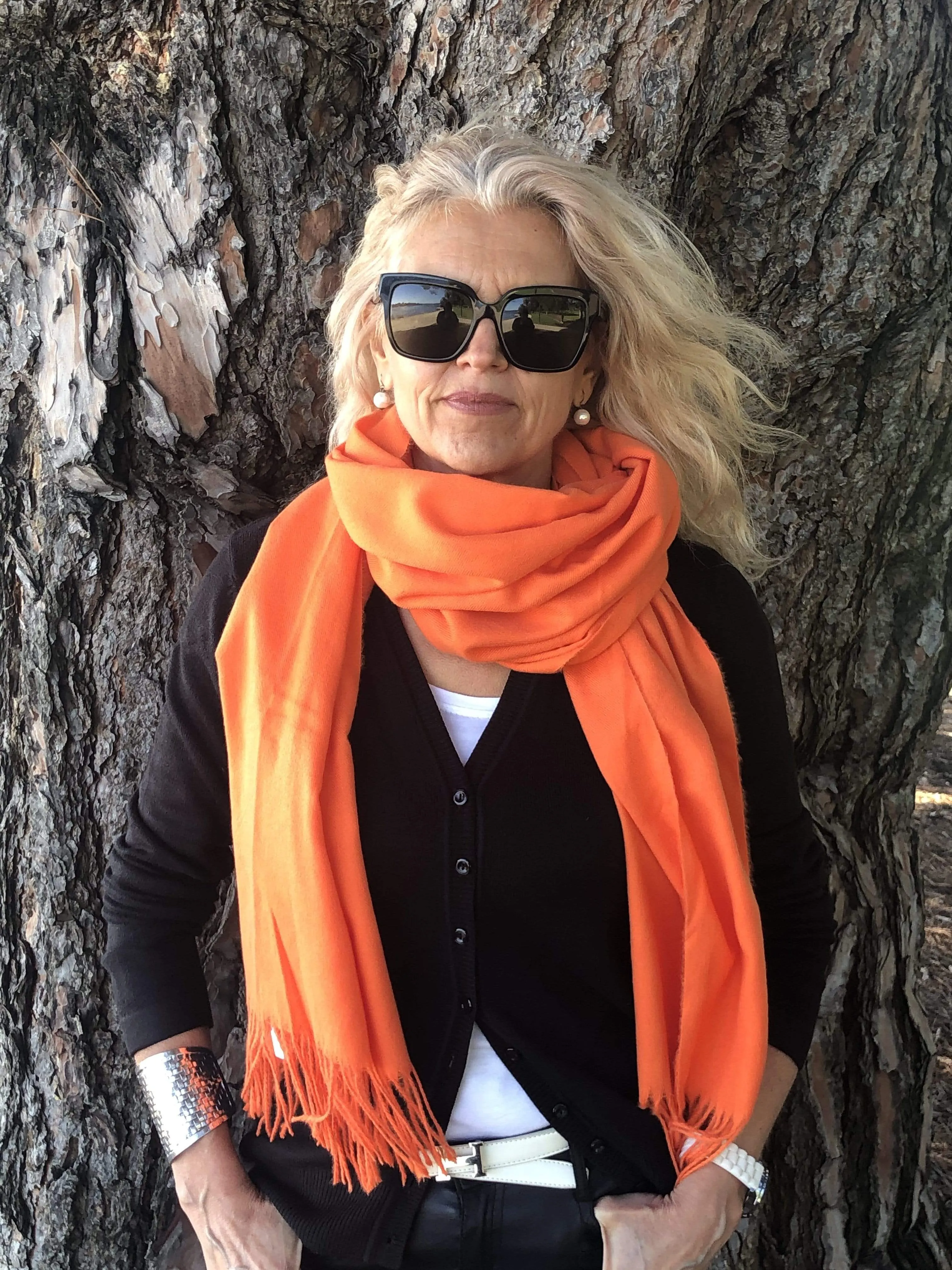 🧡 Orange Mandarin Pashmina Scarf Shawl