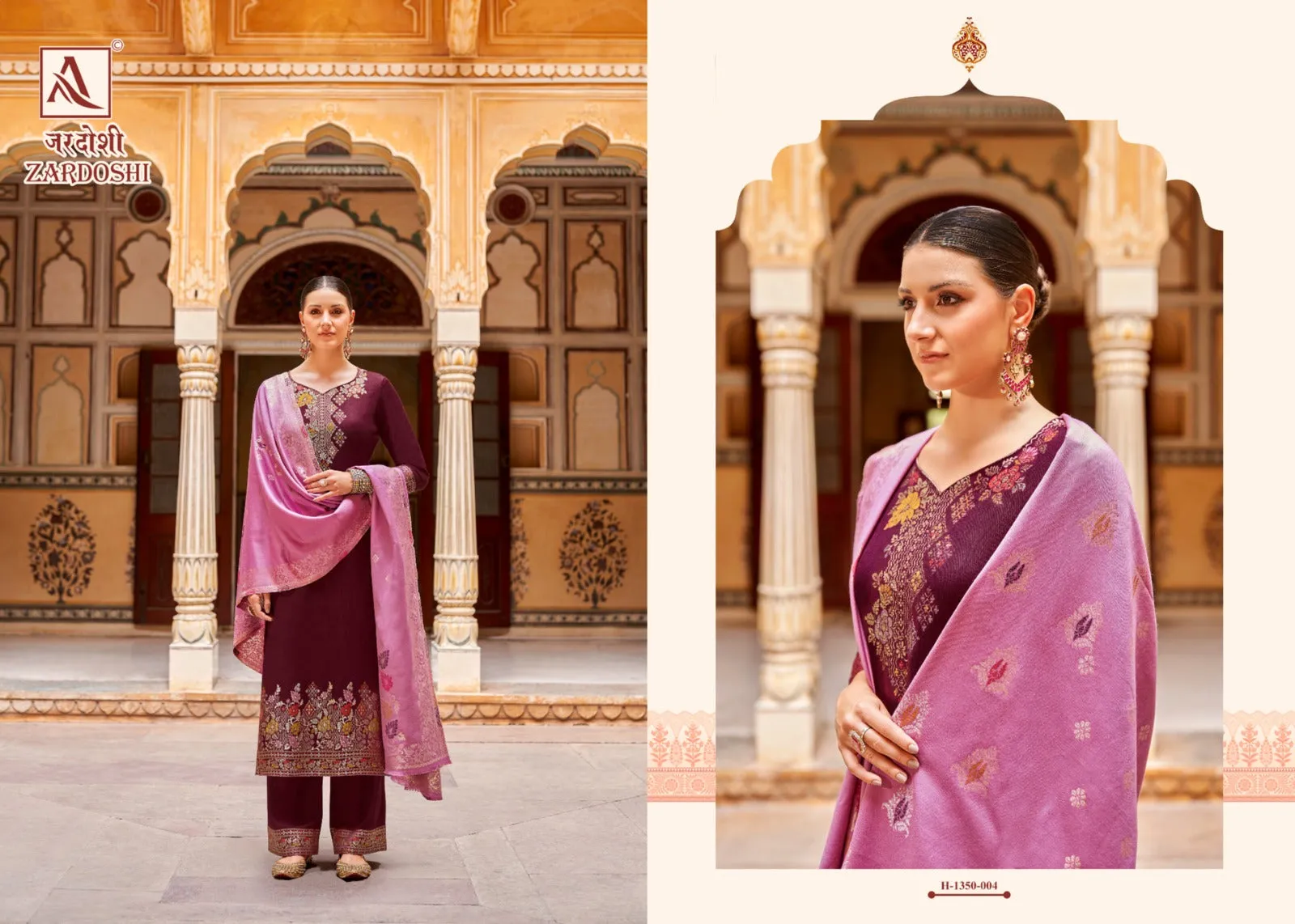 Alok Suits Zardoshi Pure Pashmina Jacquard Designer Pattern Salwar Suit