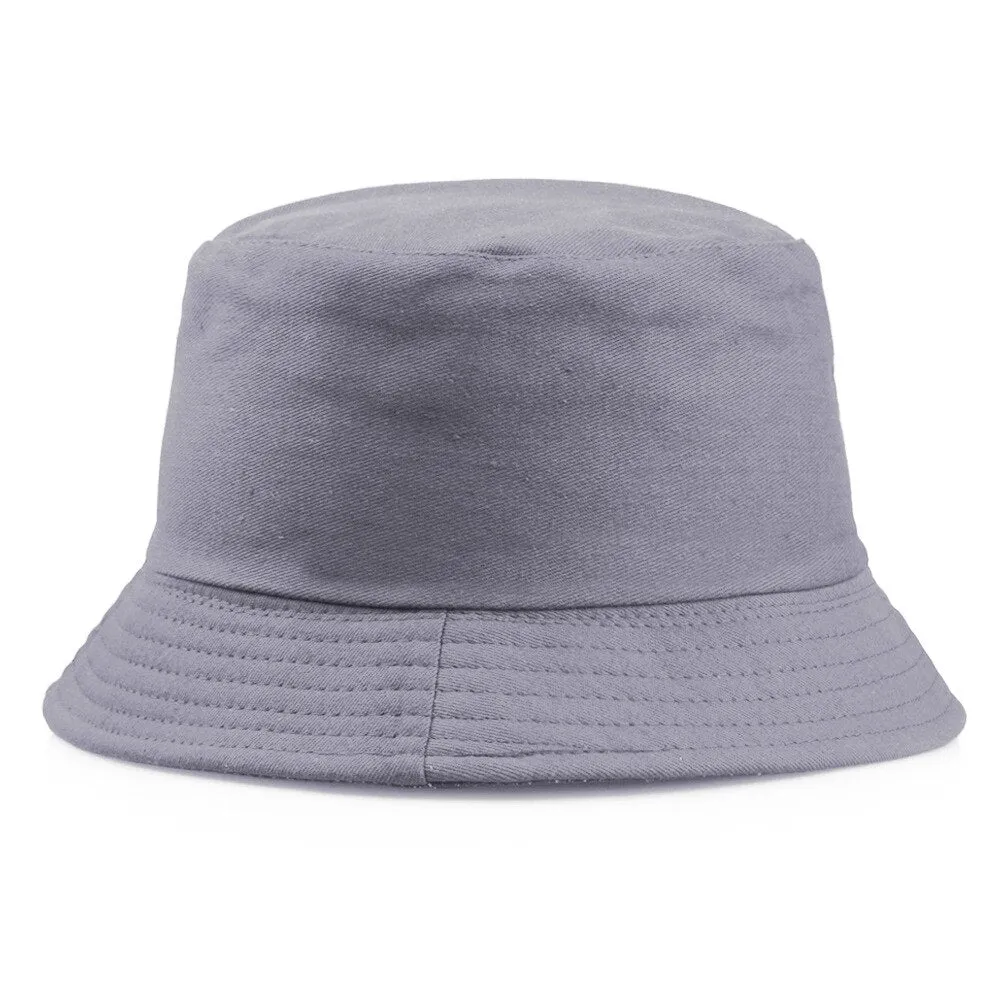 Black White Solid Bucket Hat Unisex Bob Caps Hip Hop Gorros Men women Summer Panama Cap Beach Sun Fishing boonie Hat