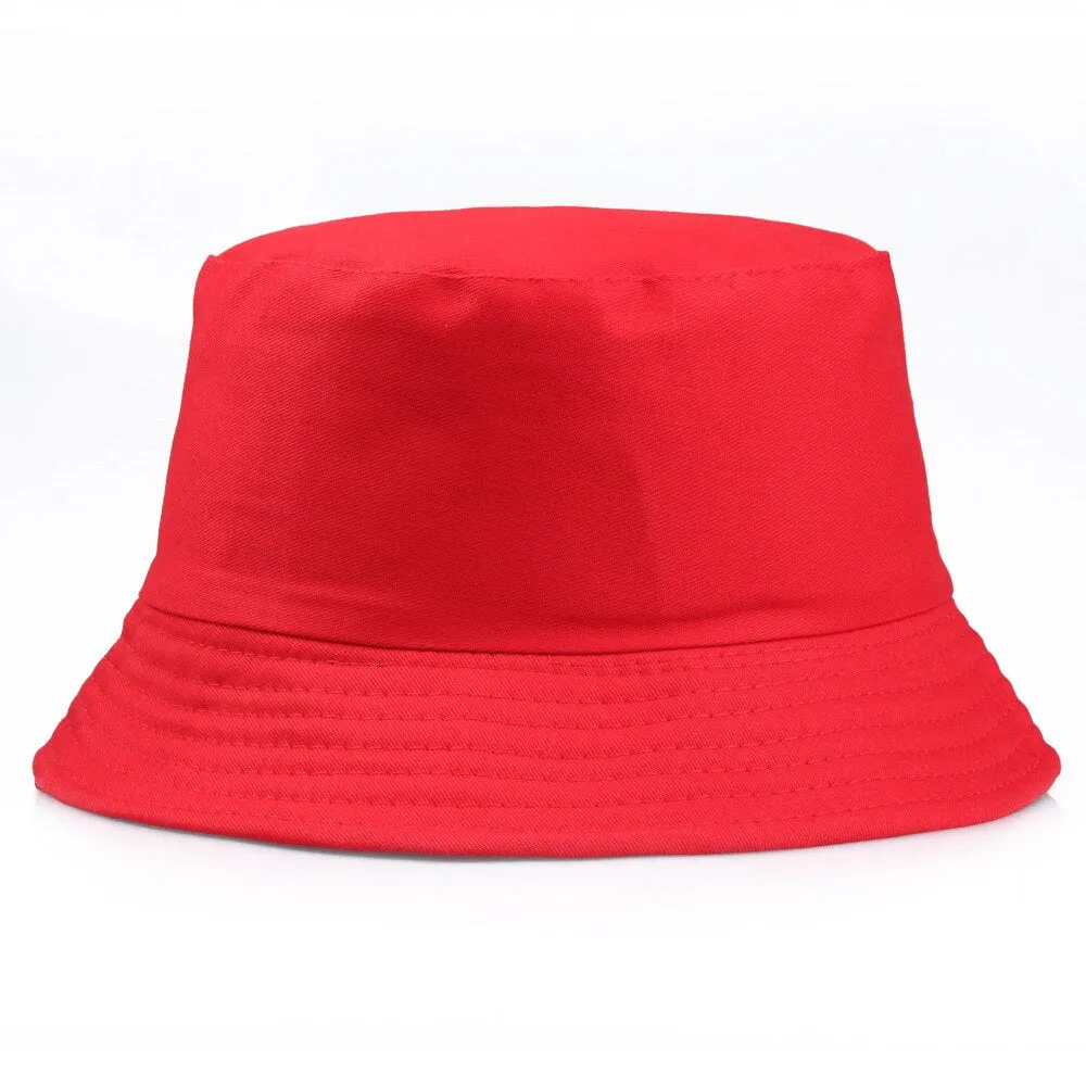 Black White Solid Bucket Hat Unisex Bob Caps Hip Hop Gorros Men women Summer Panama Cap Beach Sun Fishing boonie Hat