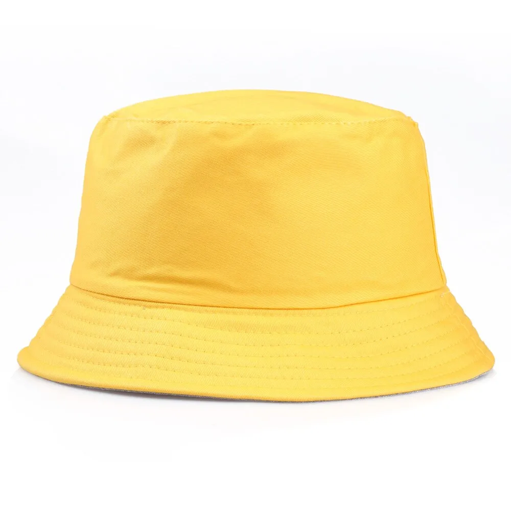 Black White Solid Bucket Hat Unisex Bob Caps Hip Hop Gorros Men women Summer Panama Cap Beach Sun Fishing boonie Hat