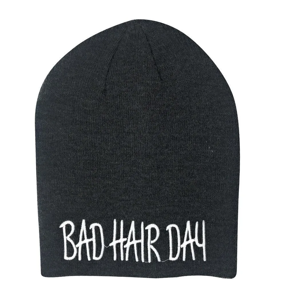Casaba Warm Winter Beanies Bad Hair Day Embroidery Toboggan Caps Hats Men Women