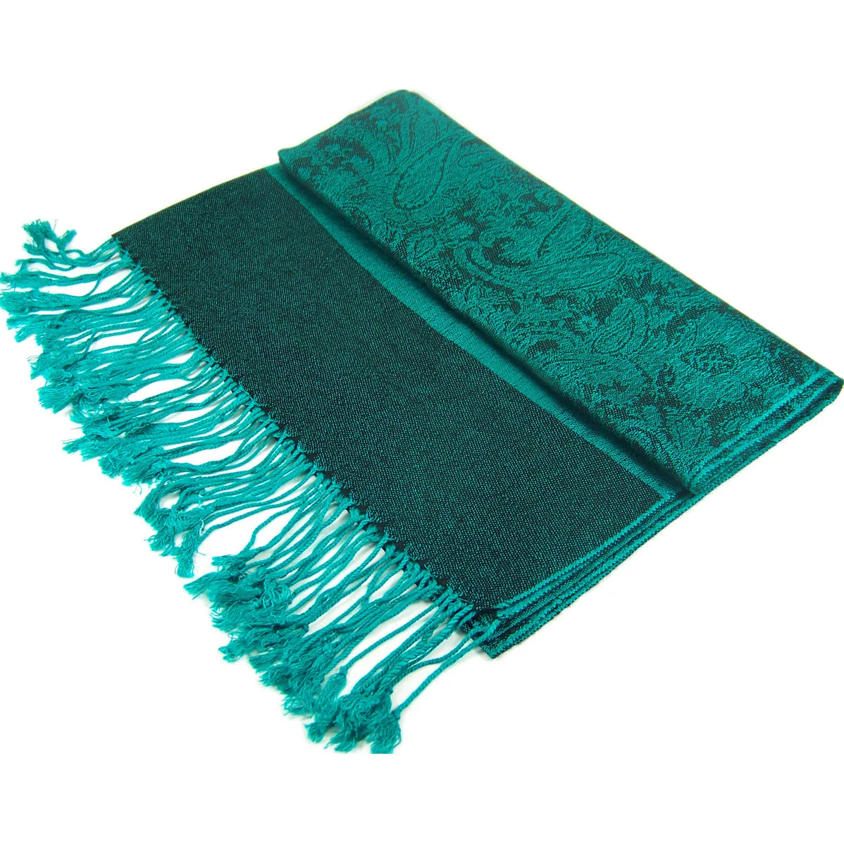 Dark Sea Green Paisley Pashmina Scarves