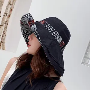 Double sided irregular Pattern Bucket Hat Women Summer Cotton Breathable Leisure Bob Cap