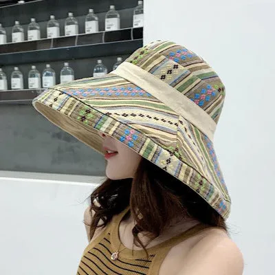 Double sided irregular Pattern Bucket Hat Women Summer Cotton Breathable Leisure Bob Cap
