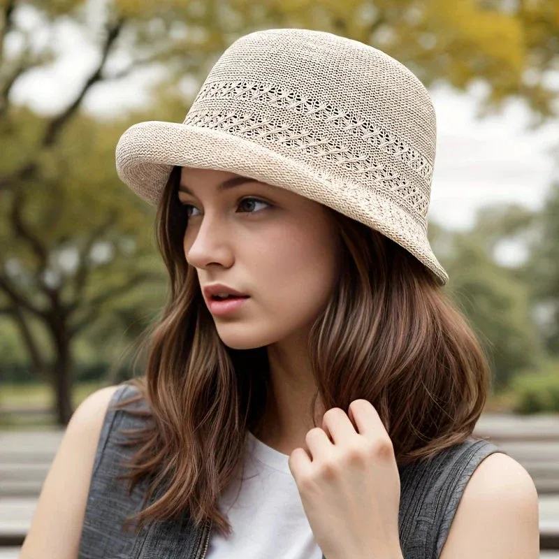 Elegant Thin Classic Versatile Breathable Casual Solid Color Checkered Hat