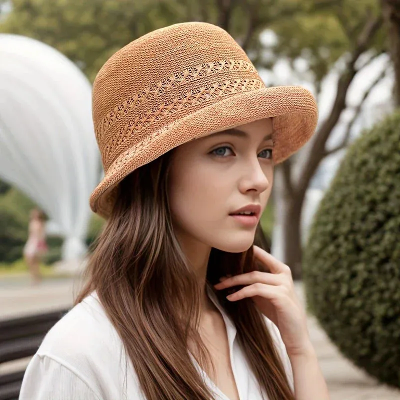 Elegant Thin Classic Versatile Breathable Casual Solid Color Checkered Hat