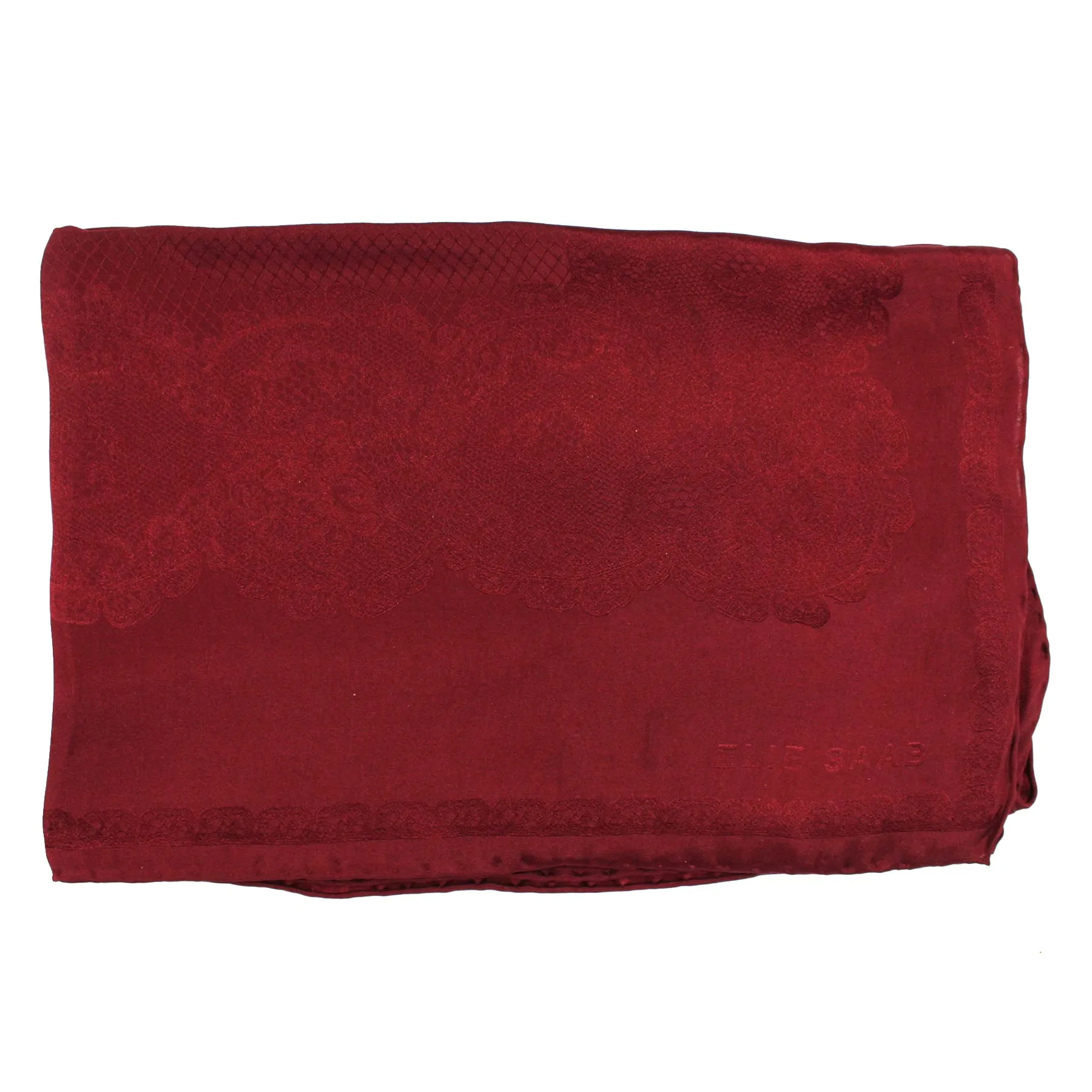 Elie Saab Scarf Maroon Tonal Design - Silk Shawl FINAL SALE