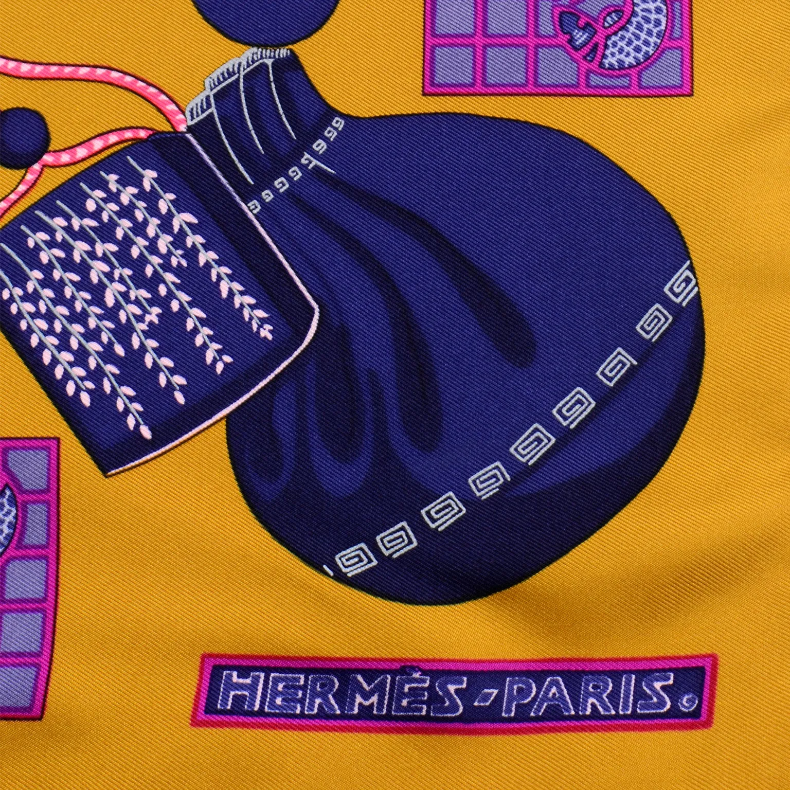 Hermes Kimonos et Inros by Annie Faivre Vintage Silk Scarf.