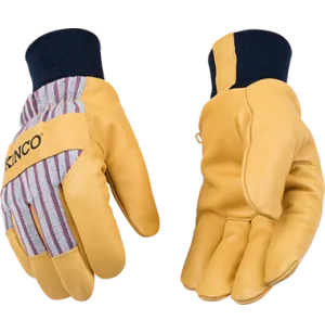 Kinco 1927KW Trademarked Otto Lined Grain Pigskin Striped Cotton-Blend Canvas Fabric Back Thermal Insulation Gloves (One Dozen)