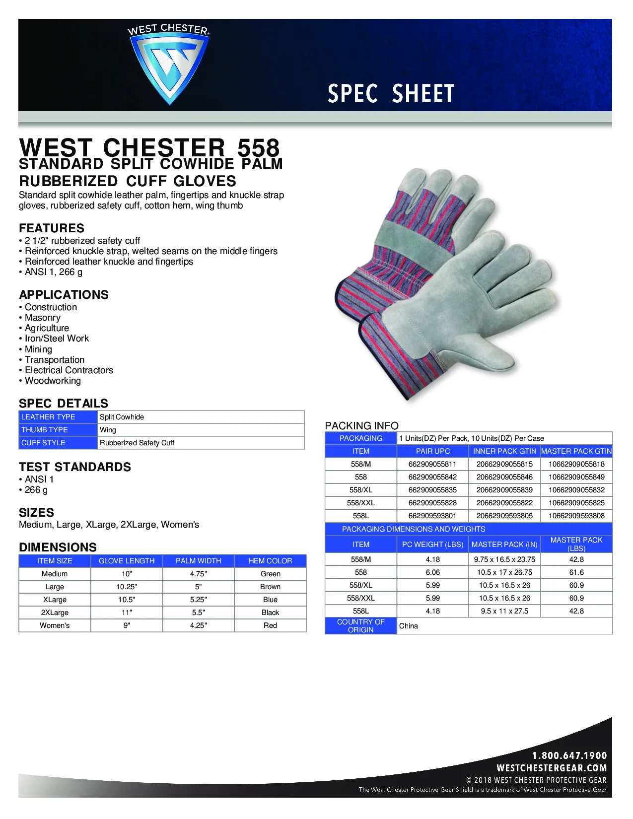 Leather Palm Work Gloves 1pair
