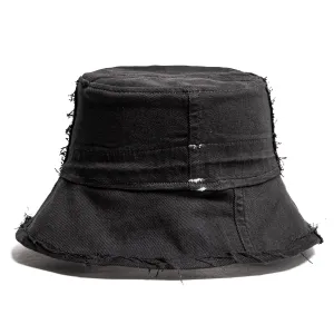 Mursaki Denim Raw Edge Bucket Hat - Onyx(Black)