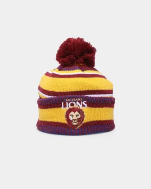 New Era Brisbane Lions AFL Opening Bounce 2022 Pom Wordmark Beanie Dark Red