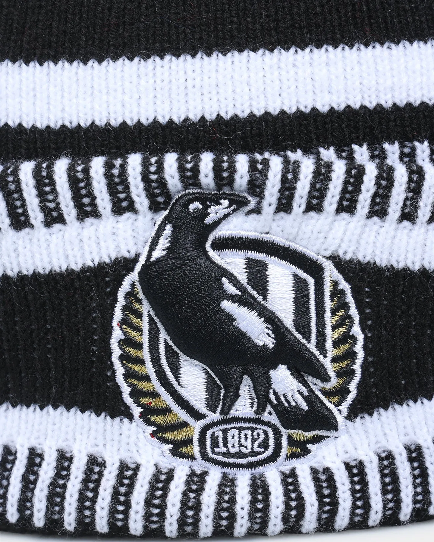 New Era Collingwood Magpies AFL Opening Bounce 2022 Pom Wordmark Beanie Black