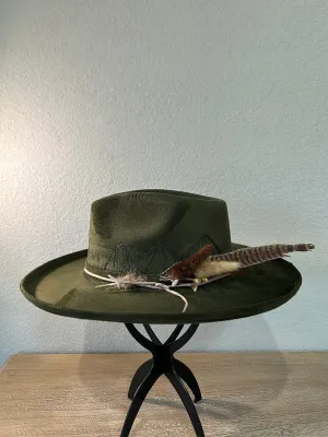 Olive Green Mountain Fedora Hat