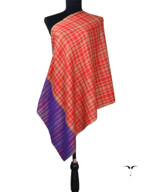 Pashmina Pattern Wrap In Natural & Red 5611