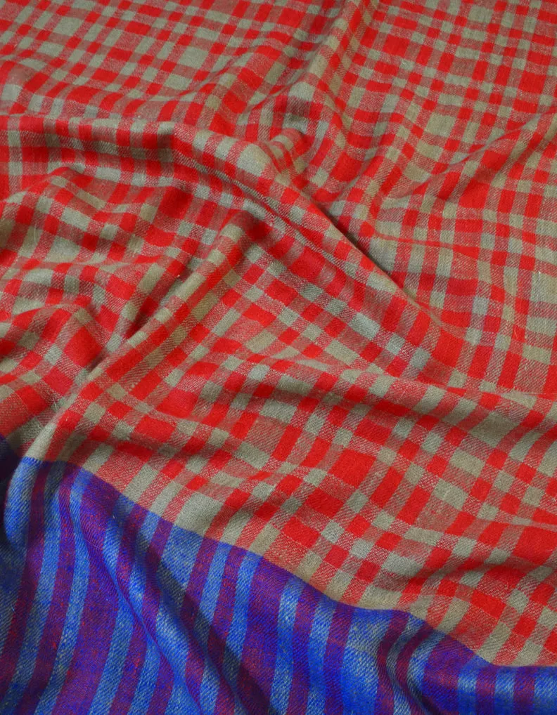Pashmina Pattern Wrap In Natural & Red 5611