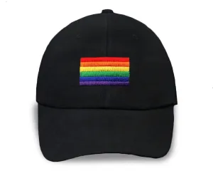 Rainbow Flag Baseball Hats in Black