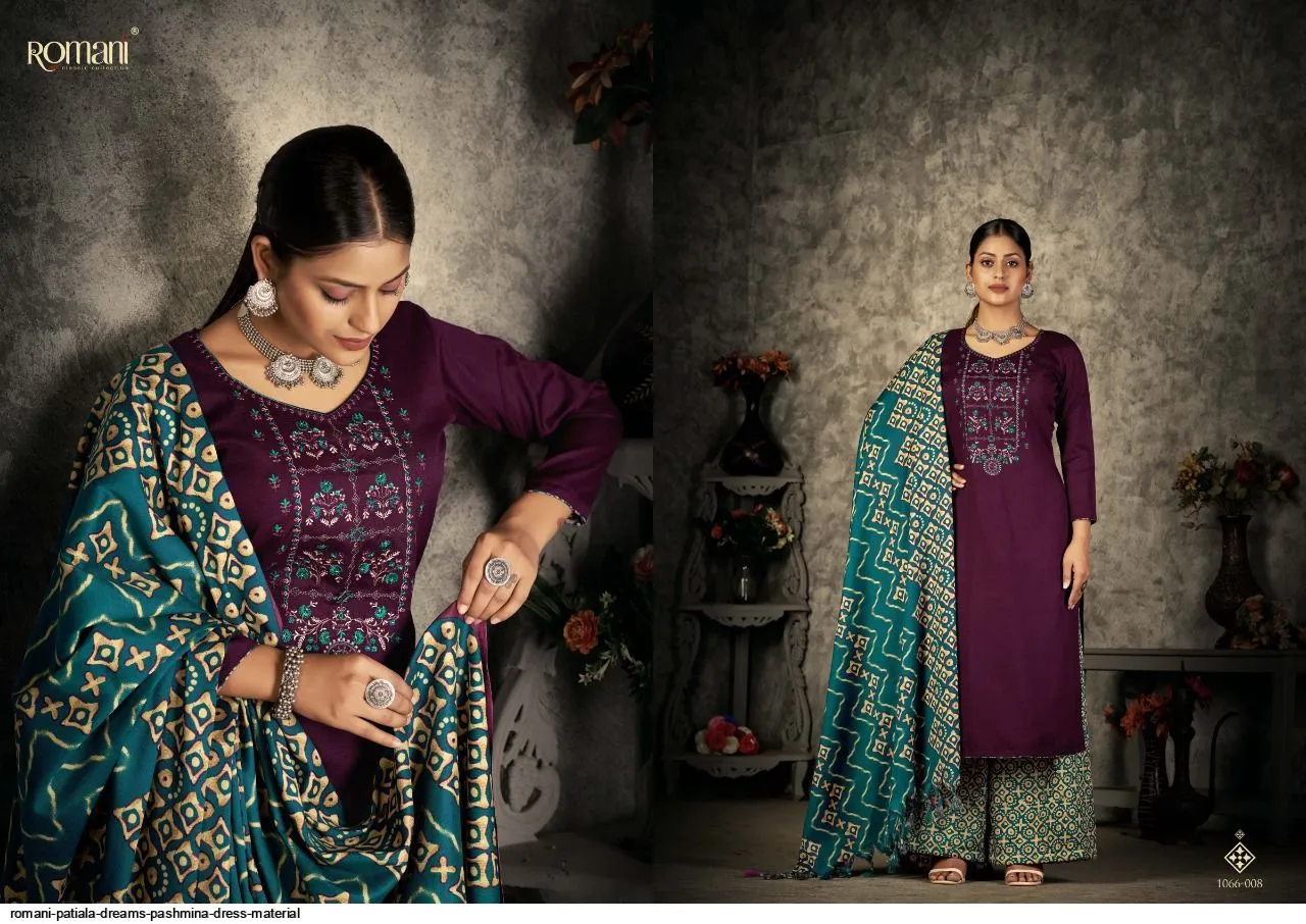 Romani Patiala Dreams Pashmina Dress Material (449x10)