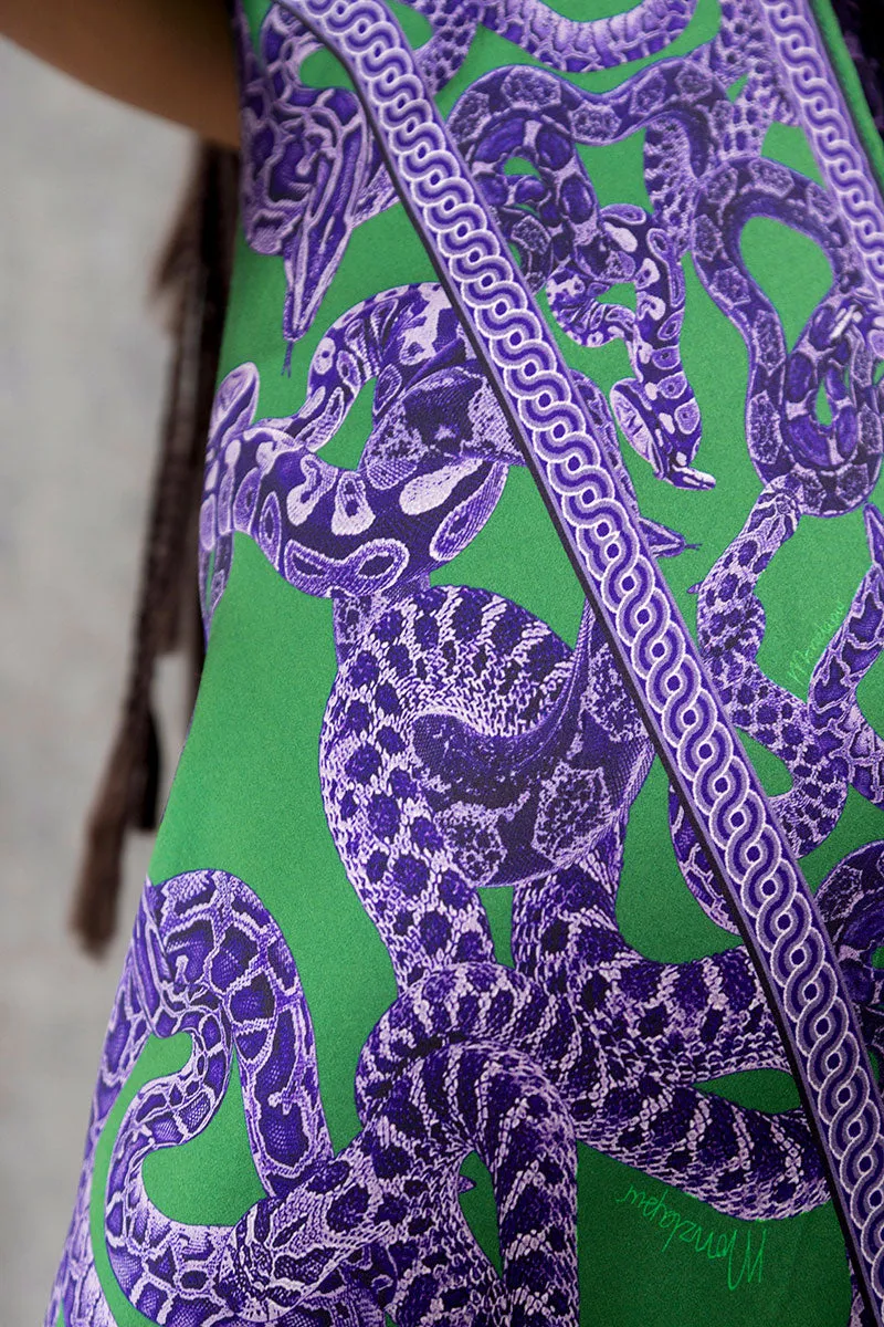 Silk Snake Scarf - Purple x Jade (Large)