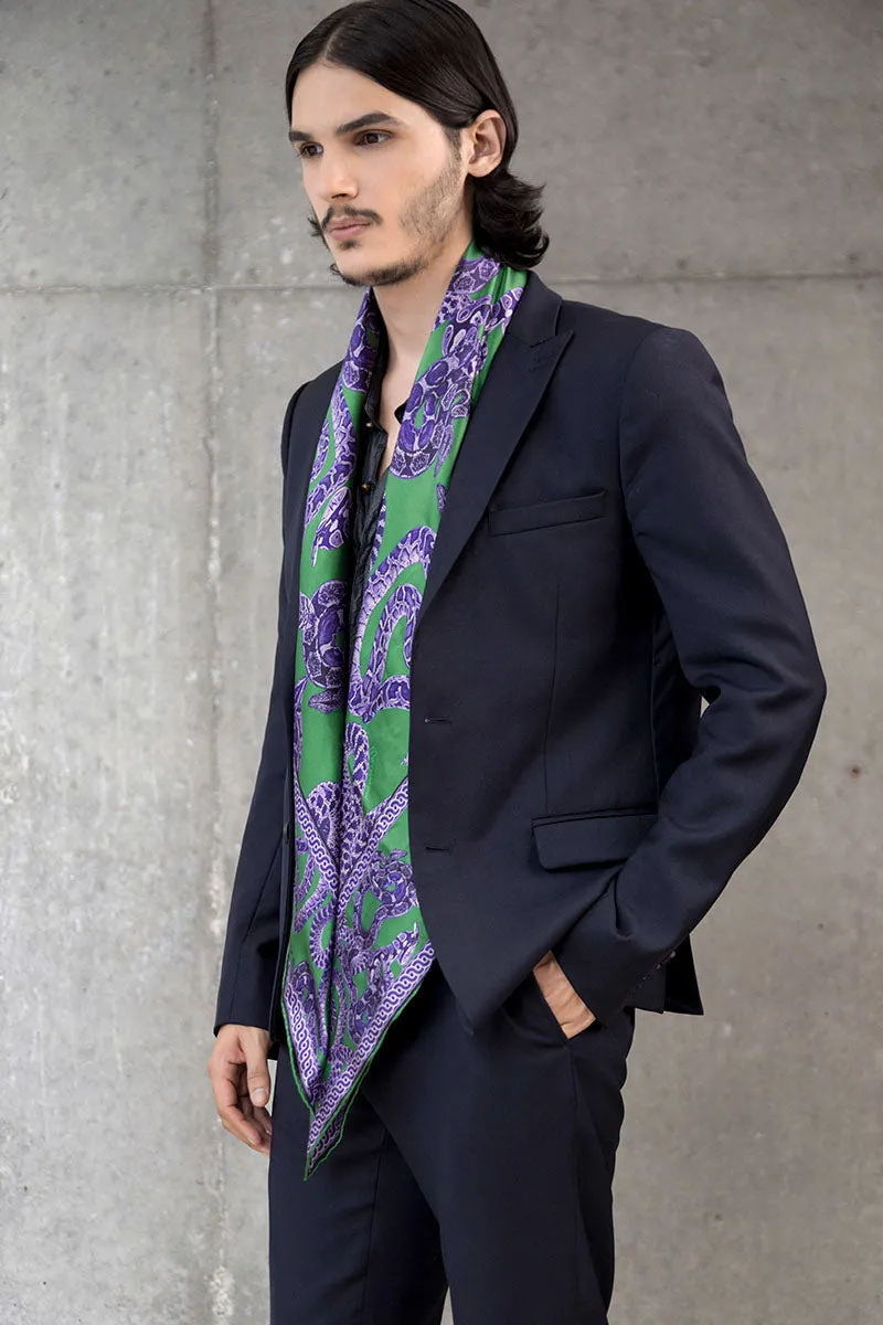 Silk Snake Scarf - Purple x Jade (Large)