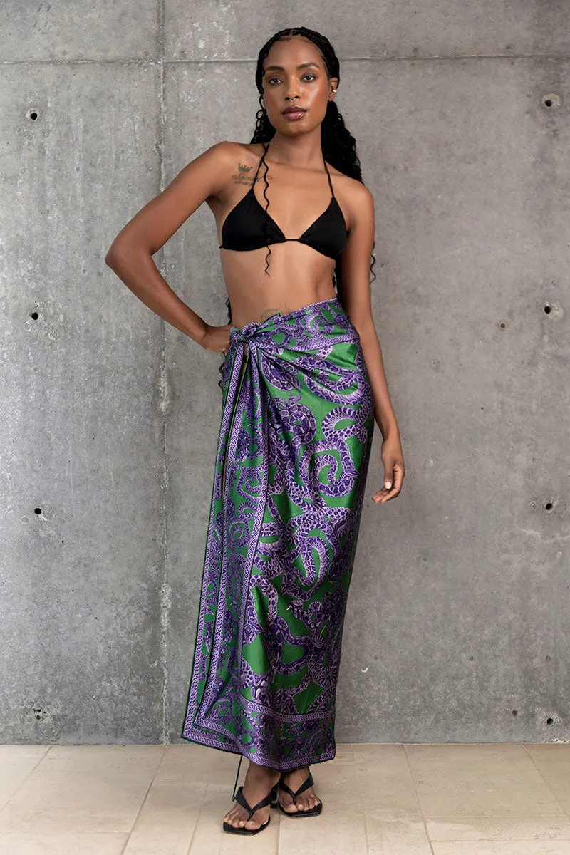 Silk Snake Scarf - Purple x Jade (Large)