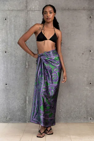 Silk Snake Scarf - Purple x Jade (Large)