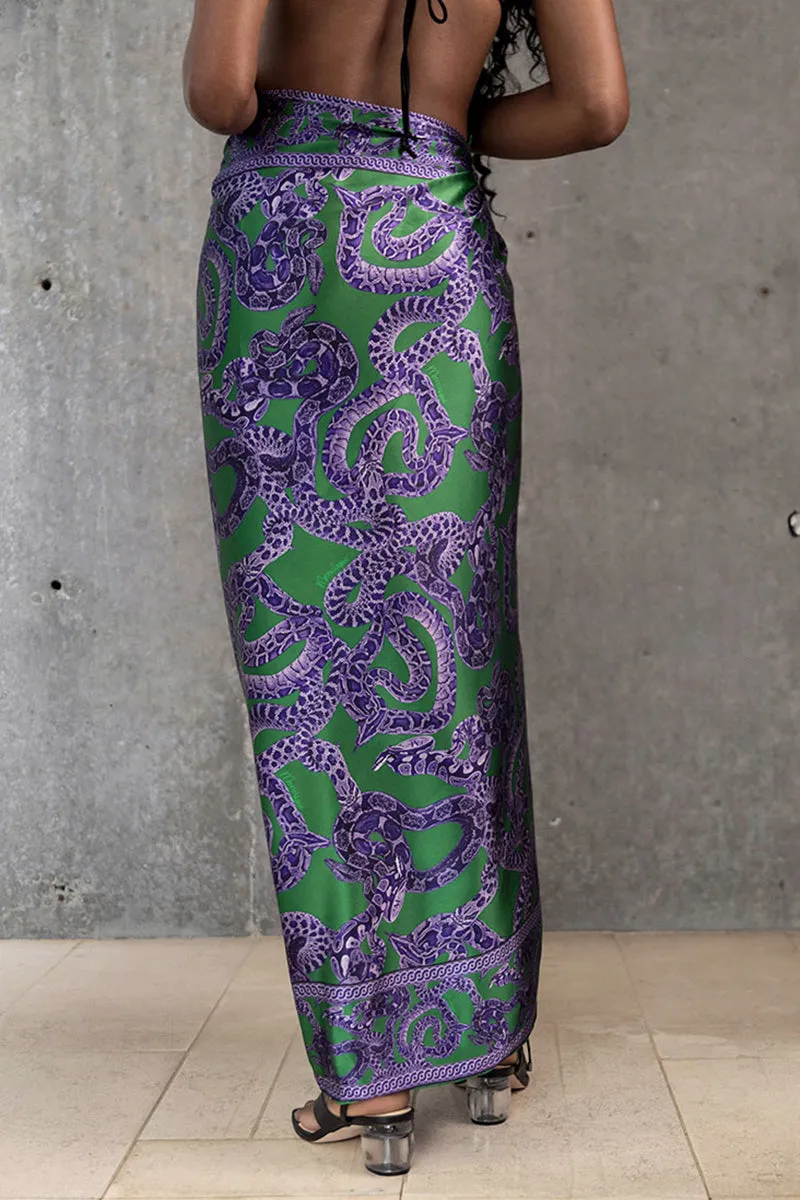 Silk Snake Scarf - Purple x Jade (Large)