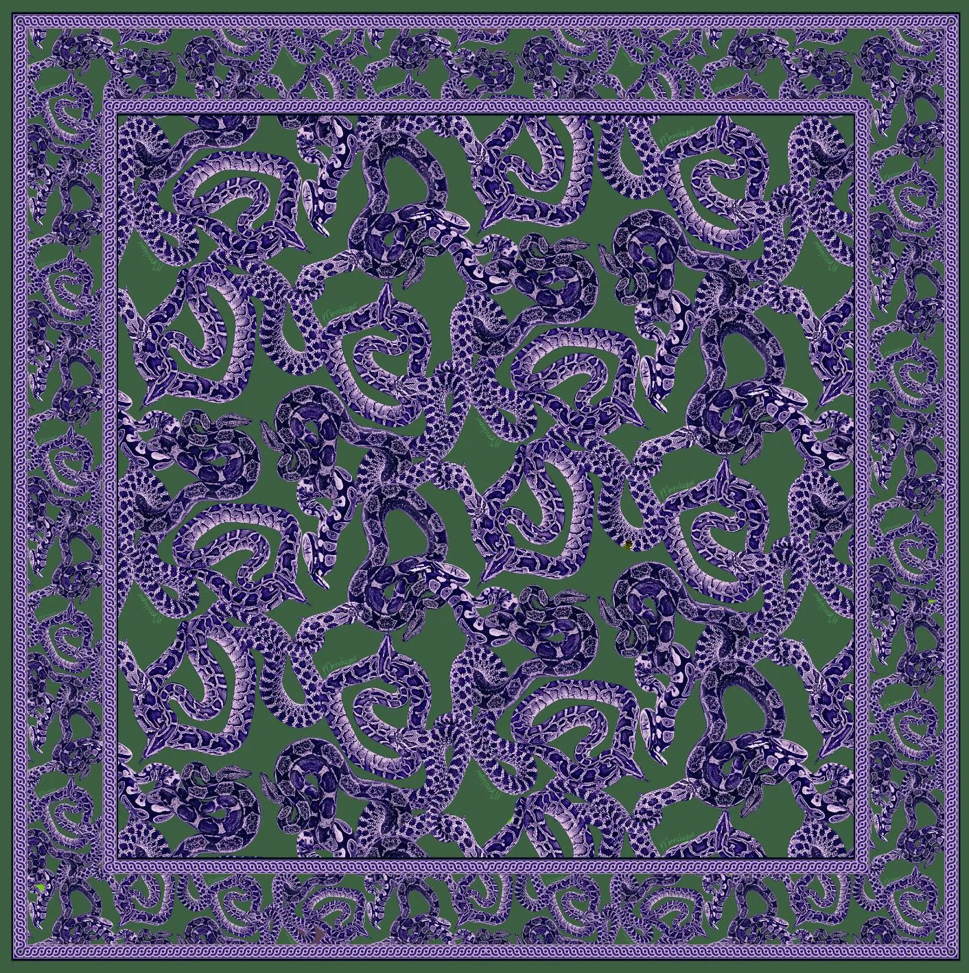 Silk Snake Scarf - Purple x Jade ( small)
