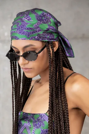Silk Snake Scarf - Purple x Jade ( small)