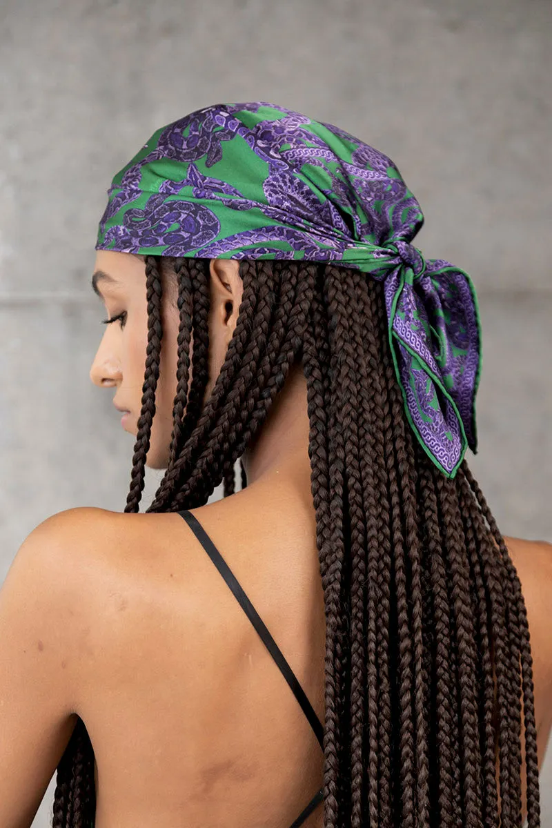 Silk Snake Scarf - Purple x Jade ( small)