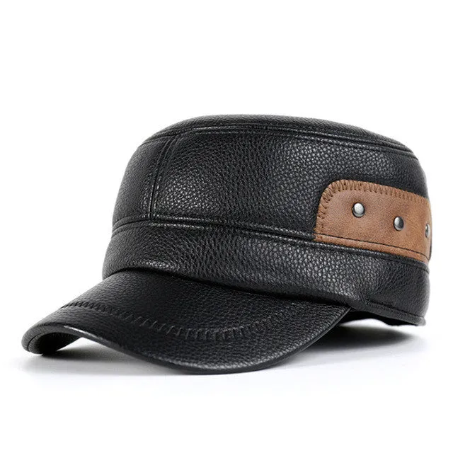 Winter Men Leather Baseball Cap BC019