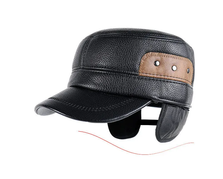 Winter Men Leather Baseball Cap BC019