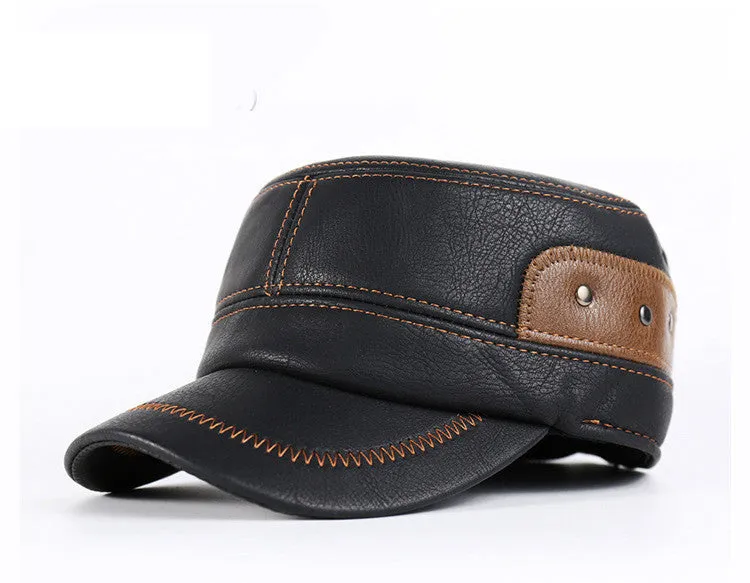 Winter Men Leather Baseball Cap BC019